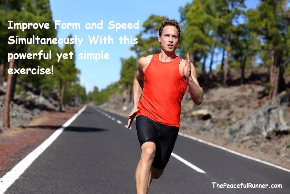 Young male runner running fast on a road on a beautiful sunny day